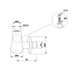 Drbe ventil med filterstopp i krom
