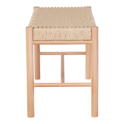  Poppelbnk med vvet sde, Teak tre - GRATIS LEVERING