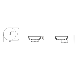 Sem rund  45 cm. <br> H13,5 cm. <br>Hvitt matt