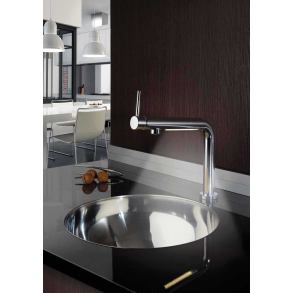 LED kjkkenarmatur svart matt med automatisk lft-op-ventil 