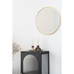 Rundt 100 cm. spejl i messinglook 